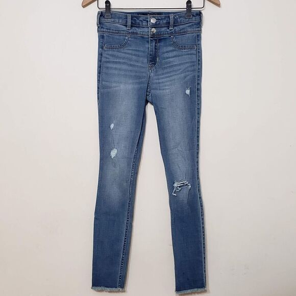 Hollister Frayed Hem Distressed Skinny Jeans sz 25 - Picture 1 of 8